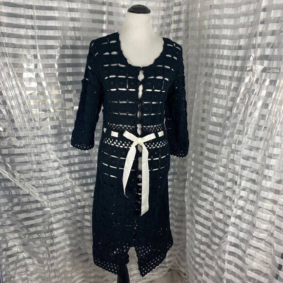 Gaby & Eden Black Crochet Button Up Dress - Picture 2 of 8